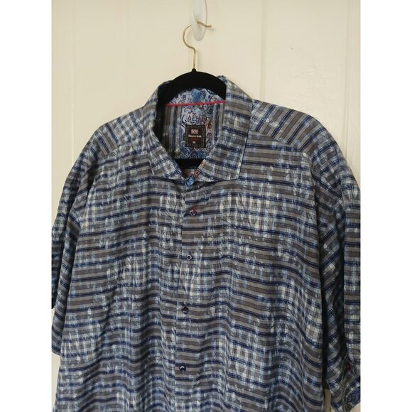Sloane 044 Reeves Button Up Shirt Mens 5X Blue Cotton Convertible Short Sleeve - Picture 7 of 16
